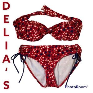 Delia’s Red White Blue Bikini Bandeau Tie Bottom L